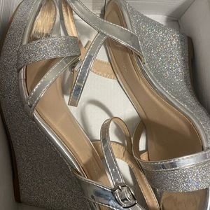 Silver sparkly heels just like new
